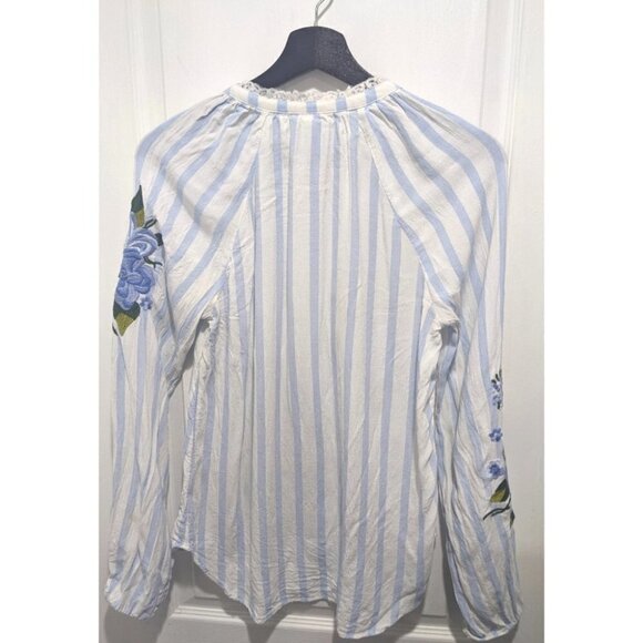 ANTHRO Akemi & Kin | Floral Embroidered & Striped Blouse - Picture 7 of 16
